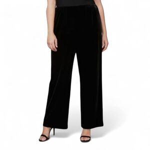 Alex Evenings Pants Womens 1X Black Velvet Wide Leg Pull On Stretch Excellent